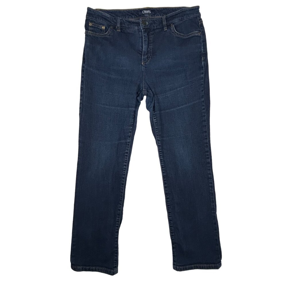 Chaps Jeans Womens 10 (30x28) Daniella Curvy Fit Straight Blue‎ Stretch Denim
